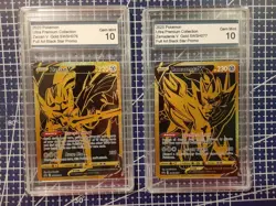 2020 Pokemon Zacian V SWSH076 & Zamazenta V SWSH077 Gold Gem Mint 10 Black Star - Image 2