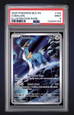 2025 POKEMON BLK EN-BLACK BOLT ILLUSTRATION RARE #144 COBALION PSA 9 - Image 1