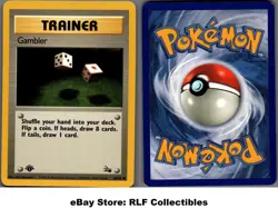 1999 Pokemon, Fossil, #60/62 Gambler, 1st Edition, Common - Image 1