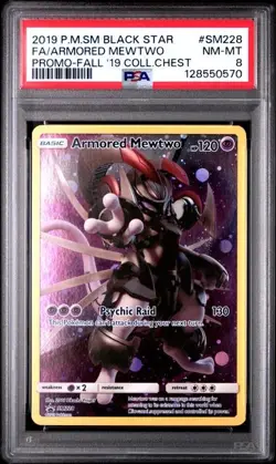 Armored Mewtwo Pokemon Black Star Promo #SM228 PSA 8 - Image 1