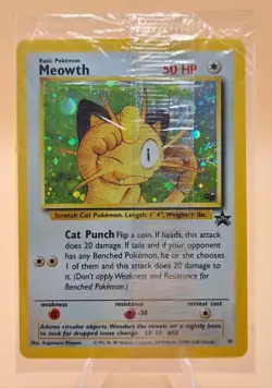 Meowth Pokemon Black Star Promo #10 Holo WOTC 2000 (SEALED + SWIRL) - Image 1