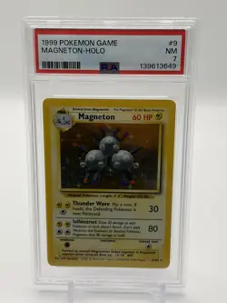 199 Pokemon Game Magneton Base Set Holo #9 PSA 7 NM - Image 1