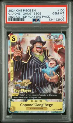 2024 ONE PIECE CHAMP 2023 TOP PLAYERS PACK #100 CAPONE "GANG" BEGE PSA 10 - Image 1