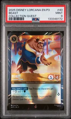 2025 DISNEY LORCANA EN P3-PROMO COLL QUEST #40 BEAST - GRACIOUS PRINCE PSA 9 - Image 1