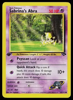 Pokemon Card - Sabrina's Abra Gym Challenge 94/132 Common 1st Edition - Image 1