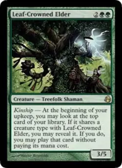 1 x Leaf-Crowned Elder - Morningtide - Moderate Play - MTG - Image 1