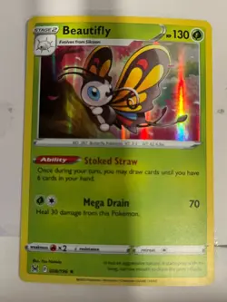 Beautifly 008/196 Lost Origins Pokemon Holo Foil Rare - Image 1