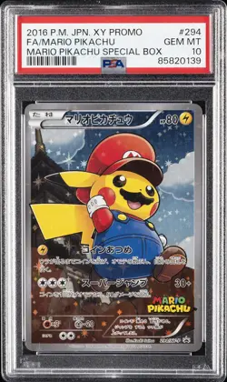 2016 POKEMON JPN XY PROMO #294 FULL ART/MARIO PIKACHU PSA 10 - Image 1