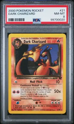 2000 POKEMON ROCKET #21 DARK CHARIZARD PSA 8 - Image 1