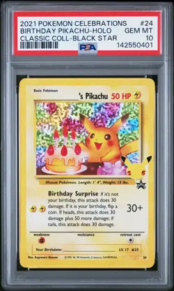 2021 POKEMON CELEBRATIONS CLASSIC COLL #24 BIRTHDAY PIKACHU-HOLO PSA 10 - Image 1
