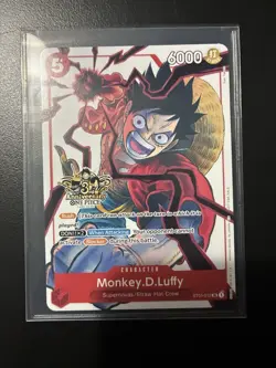 Bandai One Piece Monkey D. Luffy SR Rush Card ST01-012 3rd Anniversary - Image 1