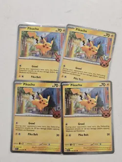 Pikachu - Lot Of 4 (Cosmos Holo) 018/091 Trick or Trade 2024 - Pokemon Card - NM - Image 1