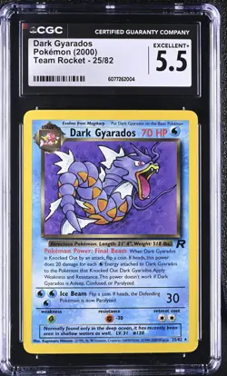 CGC 5.5 EXCELLENT+ Dark Gyarados Team Rocket 25/82 Pokemon Card - Image 1