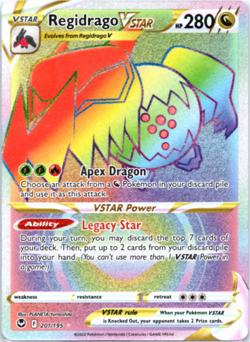 Regidrago VSTAR 201/195 Rainbow Secret Rare Silver Tempest Pokemon Card - Image 1