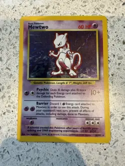 Mewtwo 10/102 Holo Rare Base Set Moderately Played Pokemon Card - Image 1