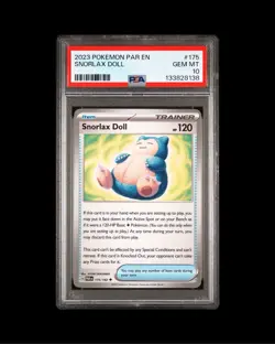 Pokemon PAR 175/182 - Paradox Rift Snorlax Doll Trainer - PSA 10 - Low Pop - Image 1