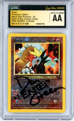 CGC Authentic Signed Dan Green Pokemon TCG Entei 34/53 Wotc Promo Reverse Holo - Image 1