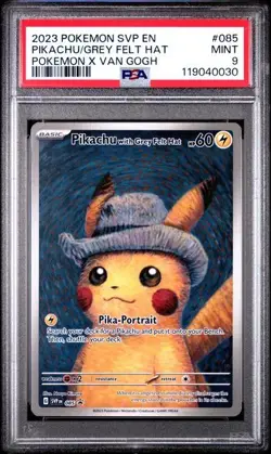 Pokemon Pikachu with Grey Felt Hat Van Gogh Full Art Promo SVP EN 085 PSA 9 Mint - Image 1