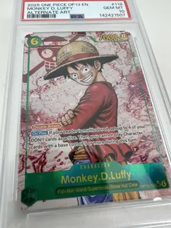 2025 ONE PIECE MONKEY D LUFFY OP13 118 CARRYING ON HIS WILL SEC ALT ART PSA 10 - Image 4