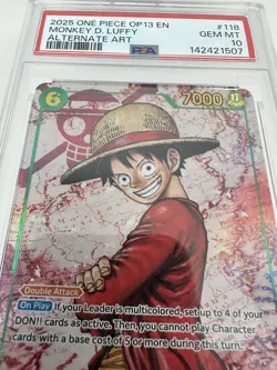 2025 ONE PIECE MONKEY D LUFFY OP13 118 CARRYING ON HIS WILL SEC ALT ART PSA 10 - Image 5