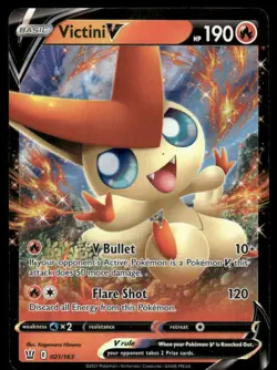 Pokemon Cards Victini V 021/163 Battle Styles Holo Rare V NM - Image 1