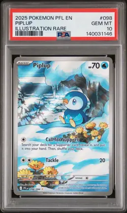 2025 POKEMON PFL EN-PHANTASMAL FLAMES ILLUSTRATION RARE #098 PIPLUP PSA 10 - Image 1