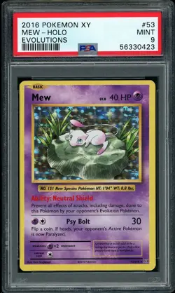 2016 Pokemon Evolutions Mew Holo #53 PSA 9 MINT - Image 1
