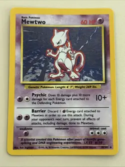 Mewtwo Holo Base Set 10/102 Vintage Pokemon Card 1999 Near Mint - Image 1