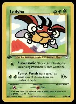 Pokemon Cards Ledyba 63/111 1ST EDITION Neo Genesis WOTC Common NM - Image 1