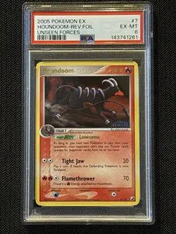 Houndoom 7/115 Stamped Reverse Holo PSA 6 Pokemon Unseen Forces 2005 TCG - Image 1