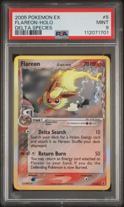2005 POKEMON EX DELTA SPECIES #5 FLAREON-HOLO PSA 9 - Image 1
