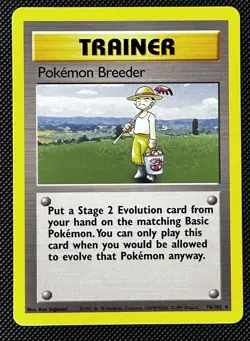 Pokemon Breeder 76/102 Rare Base Set Trainer Pokemon Card 1999 Near Mint - Image 1