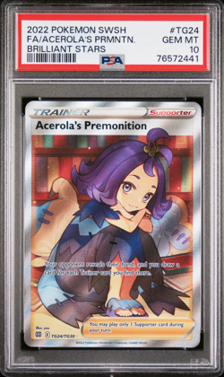 PSA 10 Acerola's Premonition Pokemon Card Brilliant Stars TG24 Full Art Trainer - Image 1