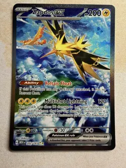Zapdos ex 202/165 -Scarlet & Violet 151 Special Illustration Rare Pokemon -NM - Image 1