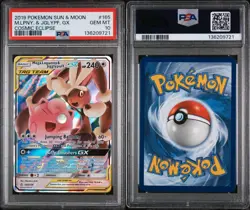 2019 Pokemon Sun & Moon Cosmic Eclipse #165 Mega Lopunny & Jigglypuff GX PSA 10 - Image 3