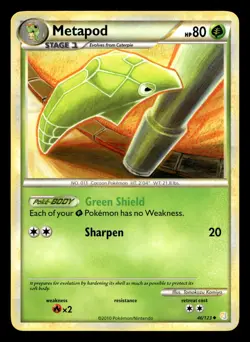 Metapod 46/123 Uncommon HeartGold & SoulSilver Pokemon LP - Image 1