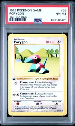 Porygon #39 - 1999 Pokemon Base Set 1st Edition - PSA 8 - Image 1