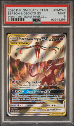 PSA 9 Espeon & Deoxys GX Tag Team SM240 Black Star Promo Pokemon Sun & Moon - Image 1