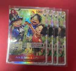 4x Ace & Sabo & Luffy OP13-007 SR - One Piece TCG English Playset Near-Mint - Image 1
