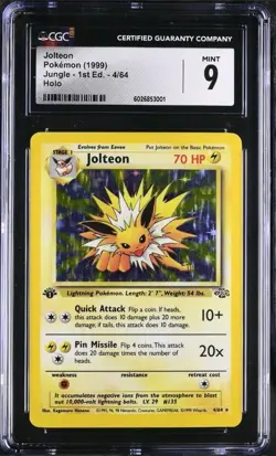 Jungle Jolteon 1st Edition 4/64 Holo Rare Pokemon Card CGC 9 MINT - Image 1
