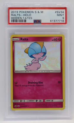 2019 Pokemon Sun & Moon Hidden Fates Shiny Holo #SV34 - PSA Mint 9 - RALTS - Image 1
