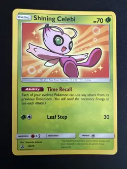 2017 Pokemon Shining Celebi SM79 Sun and Moon Black Star Promo Holo LP- - Image 1
