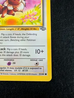 Eevee First Edition LP Pokemon 51/64 Jungle Regular - Image 4