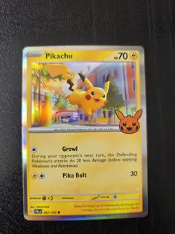 Pikachu 62/19 TCG Halloween Trick or Trade 3 Holo Pokemon Card Stamped NM - Image 1