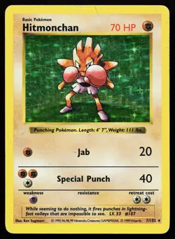 Hitmonchan 7/102 Holo Rare Base Set (Shadowless) Pokemon Card - Image 1