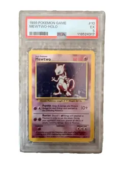 Pokemon 1999 Mewtwo-Holo #10 & Fossil Moltres-Holo #12 Graded Lot - Image 1