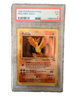 Pokemon 1999 Mewtwo-Holo #10 & Fossil Moltres-Holo #12 Graded Lot - Image 3