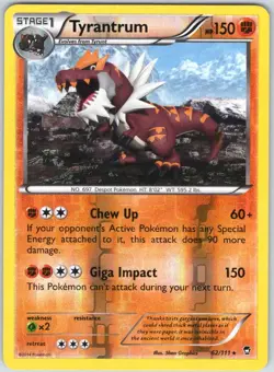 Tyrantrum 62/111 Rare Furious Fists Pokemon Reverse Holo NM - Image 1