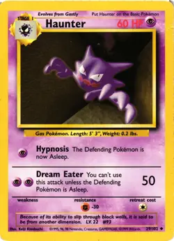 Pokemon TCG Haunter Base Set 29/102 Regular Unlimited Uncommon HP/DMG - Image 1