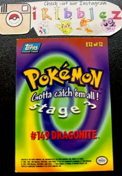 Dragonite #149 E12 of 12 LP Vintage Pokemon The First Movie Topps Blue Logo Card - Image 2